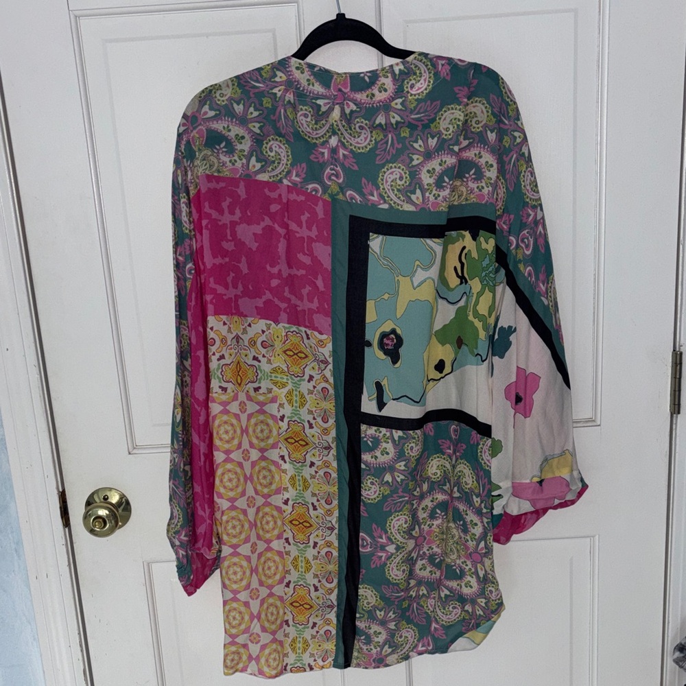 Anthropologie Mint and Pink Paisley Kimono - Picture 5 of 5